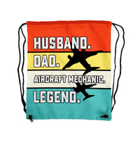 Thumbnail for Husband & Dad & Aircraft Mechanic & Legend Designed Drawstring Bags