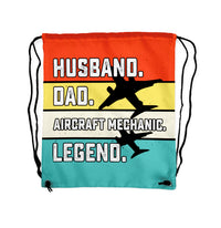Thumbnail for Husband & Dad & Aircraft Mechanic & Legend Designed Drawstring Bags