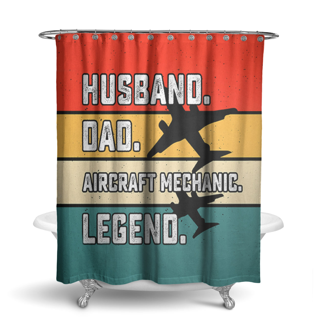Husband & Dad & Aircraft Mechanic & Legend Designed Shower Curtains