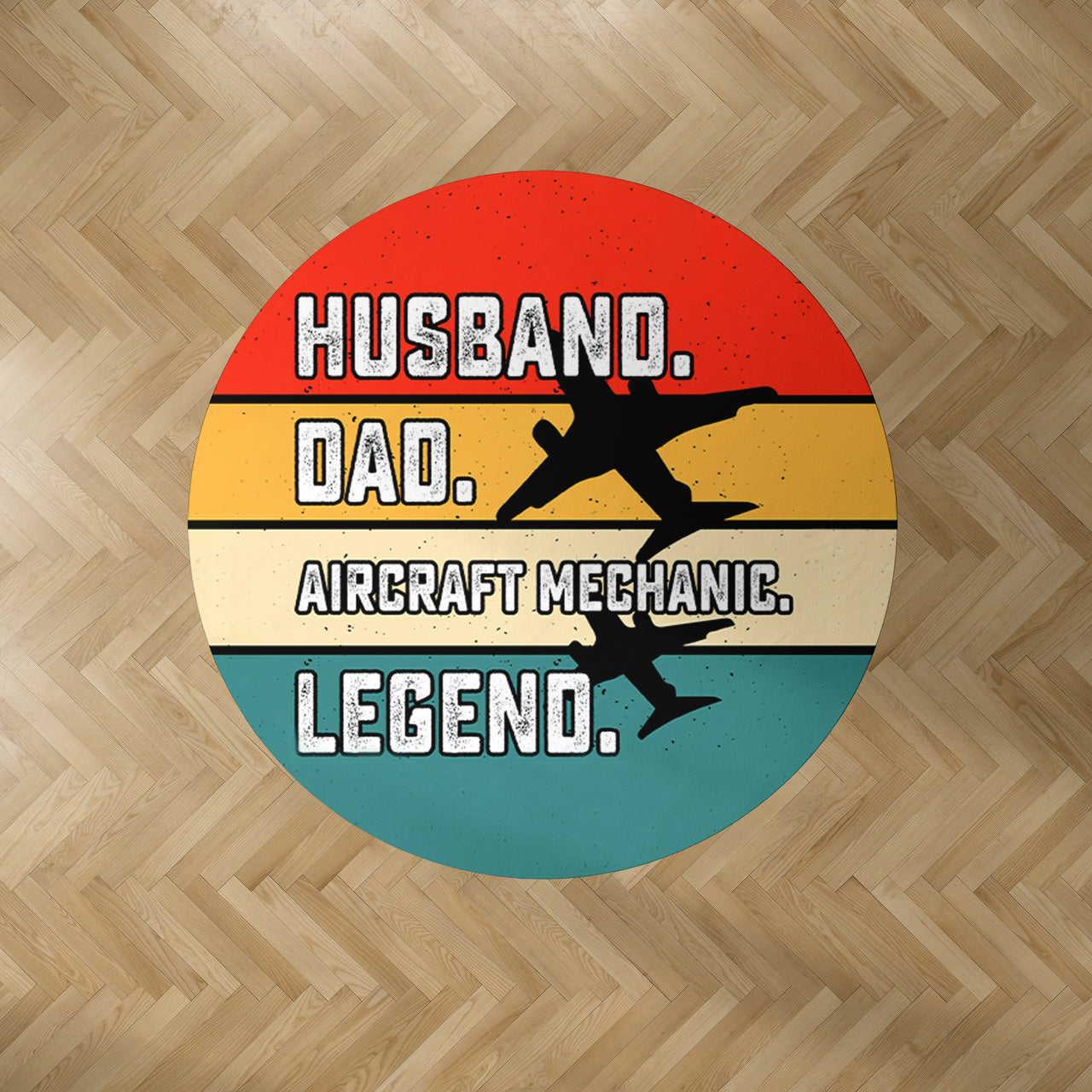 Husband & Dad & Aircraft Mechanic & Legend Designed Carpet & Floor Mats (Round)
