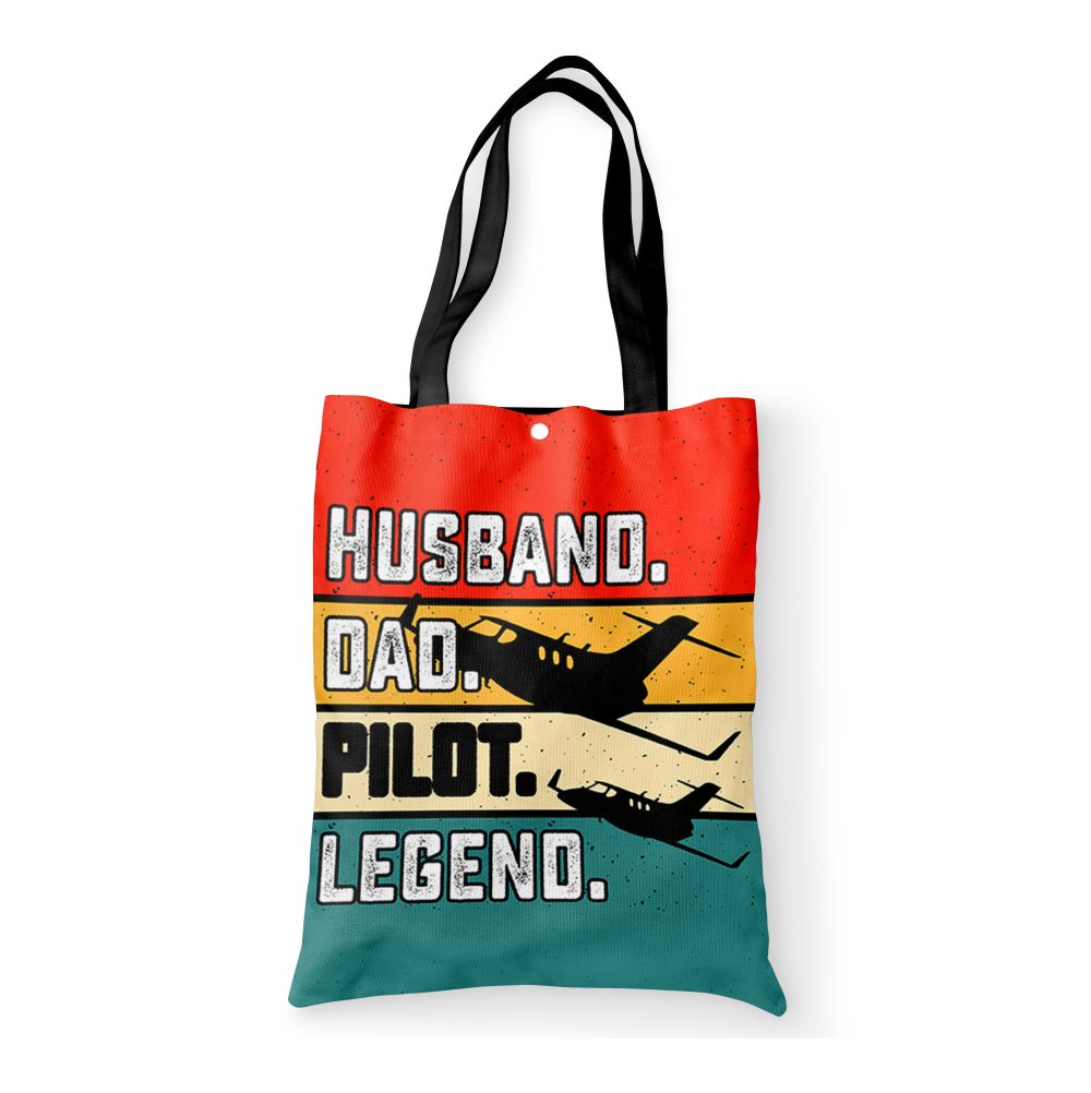 Husband & Dad & Pilot & Legend Designed Tote Bags