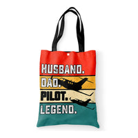 Thumbnail for Husband & Dad & Pilot & Legend Designed Tote Bags