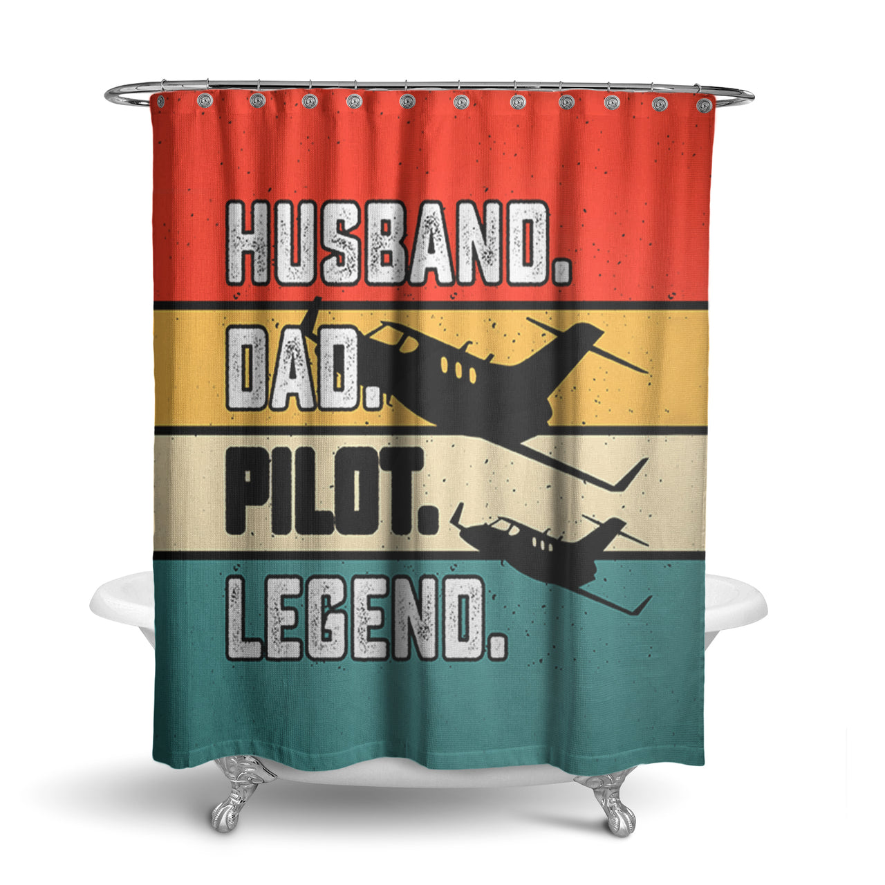 Husband & Dad & Pilot & Legend Designed Shower Curtains