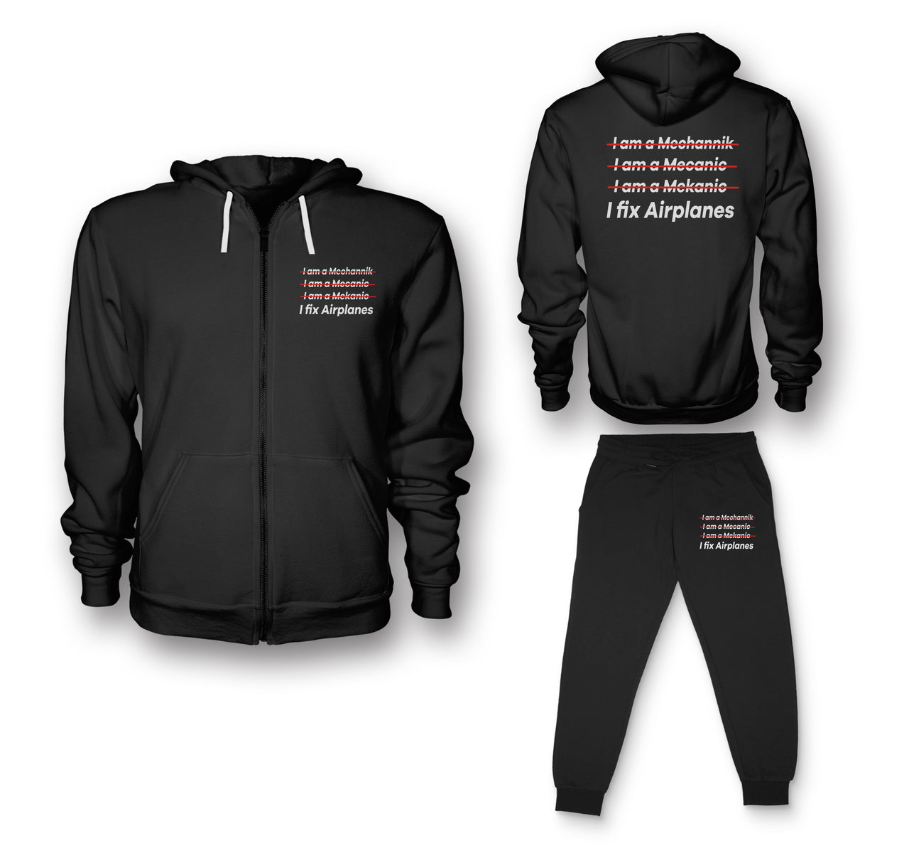 I Fix Airplanes Designed Zipped Hoodies & Sweatpants Set