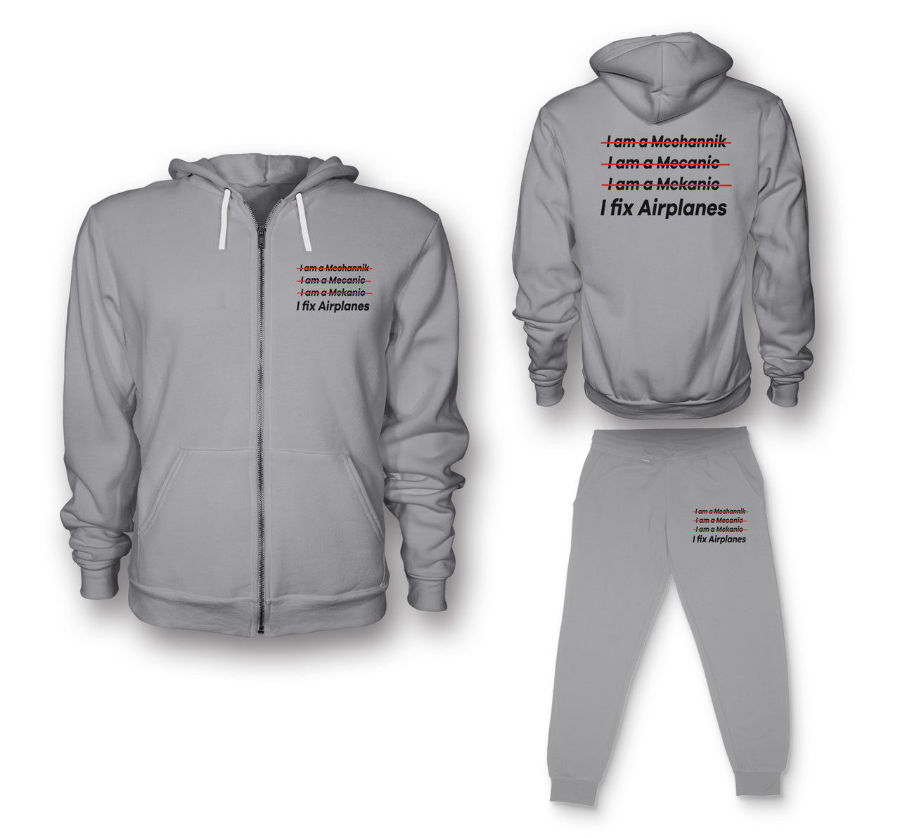 I Fix Airplanes Designed Zipped Hoodies & Sweatpants Set