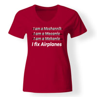 Thumbnail for I Fix Airplanes Designed V-Neck T-Shirts