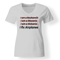Thumbnail for I Fix Airplanes Designed V-Neck T-Shirts