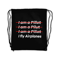 Thumbnail for I Fly Airplanes Designed Drawstring Bags