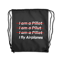 Thumbnail for I Fly Airplanes Designed Drawstring Bags