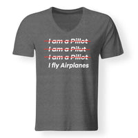 Thumbnail for I Fly Airplanes Designed V-Neck T-Shirts