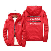Thumbnail for I Fly Airplanes Designed Windbreaker Jackets