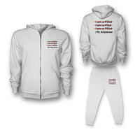 Thumbnail for I Fly Airplanes Designed Zipped Hoodies & Sweatpants Set