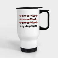 Thumbnail for I Fly Airplanes Designed Travel Mugs (With Holder)