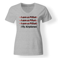 Thumbnail for I Fly Airplanes Designed V-Neck T-Shirts