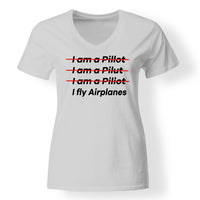Thumbnail for I Fly Airplanes Designed V-Neck T-Shirts