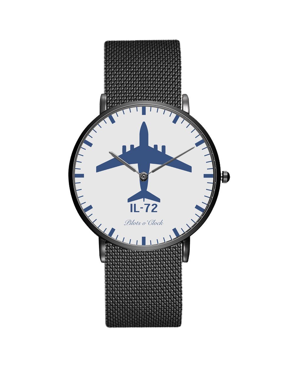 ILyushin IL-72 Stainless Steel Strap Watches Pilot Eyes Store Black & Stainless Steel Strap 