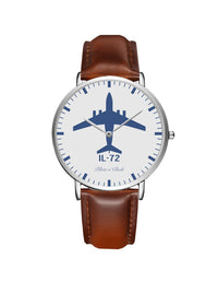 Thumbnail for ILyushin IL-72 Leather Strap Watches Pilot Eyes Store Silver & Brown Leather Strap 
