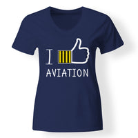 Thumbnail for I Like Aviation Designed V-Neck T-Shirts
