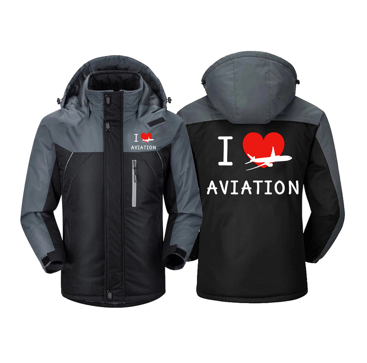 I Love Aviation Designed Thick Winter Jackets