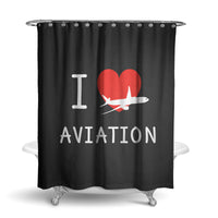 Thumbnail for I Love Aviation Designed Shower Curtains