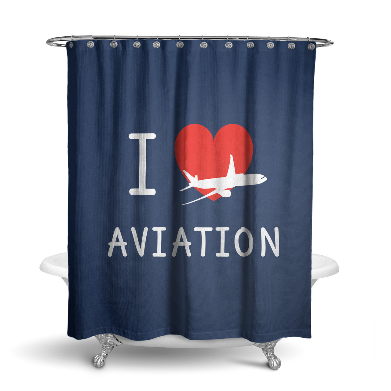I Love Aviation Designed Shower Curtains