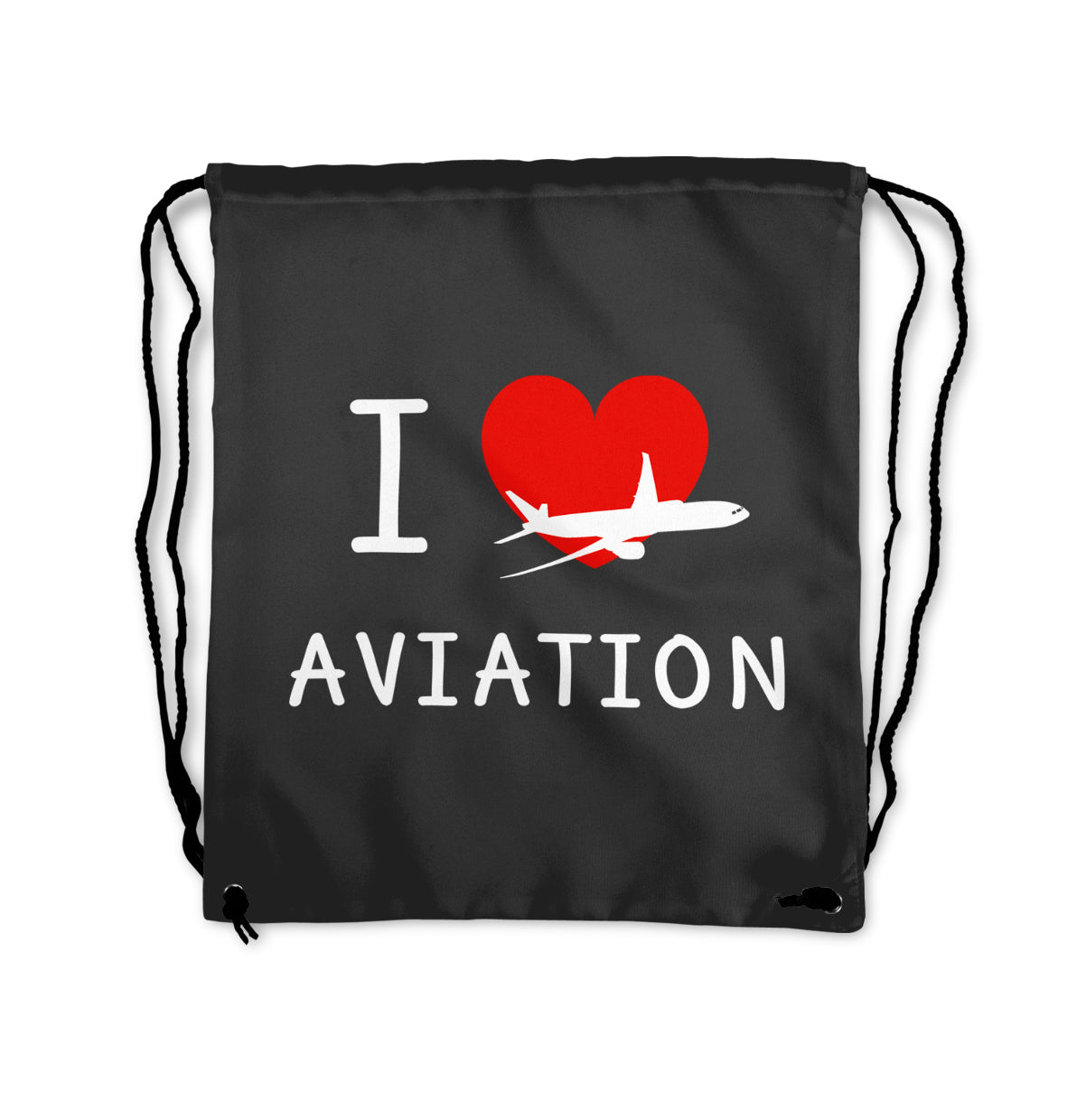 I Love Aviation Designed Drawstring Bags