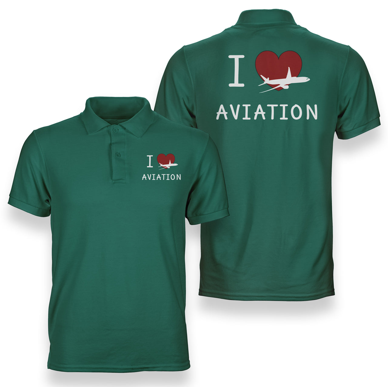 I Love Aviation Designed Double Side Polo T-Shirts