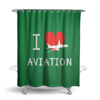 Thumbnail for I Love Aviation Designed Shower Curtains