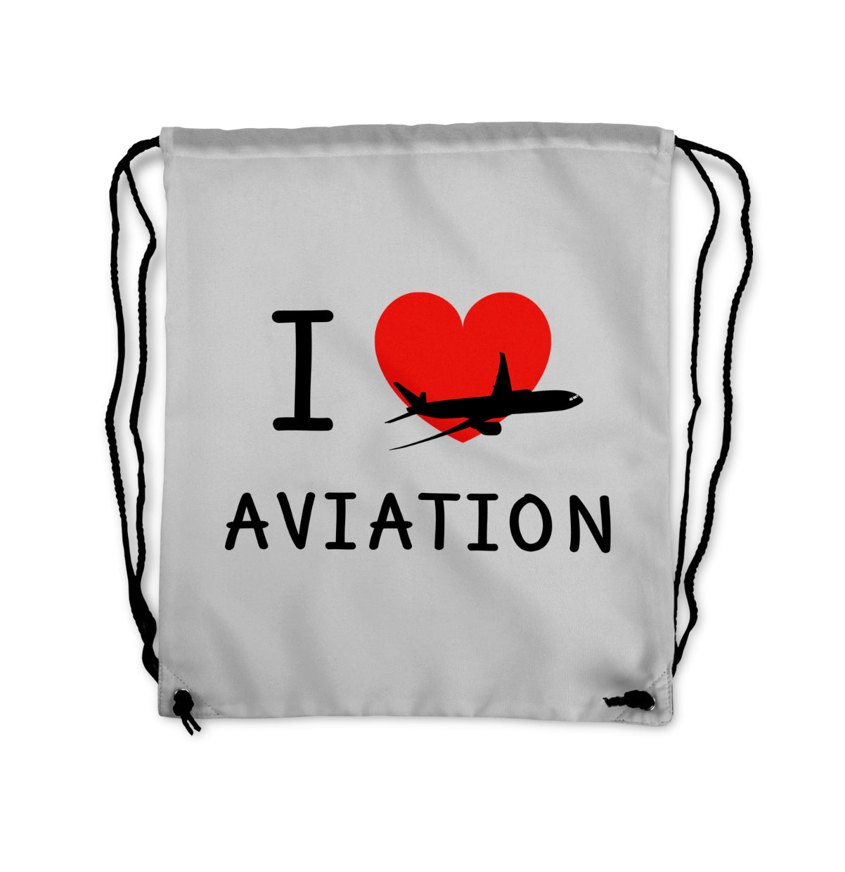 I Love Aviation Designed Drawstring Bags