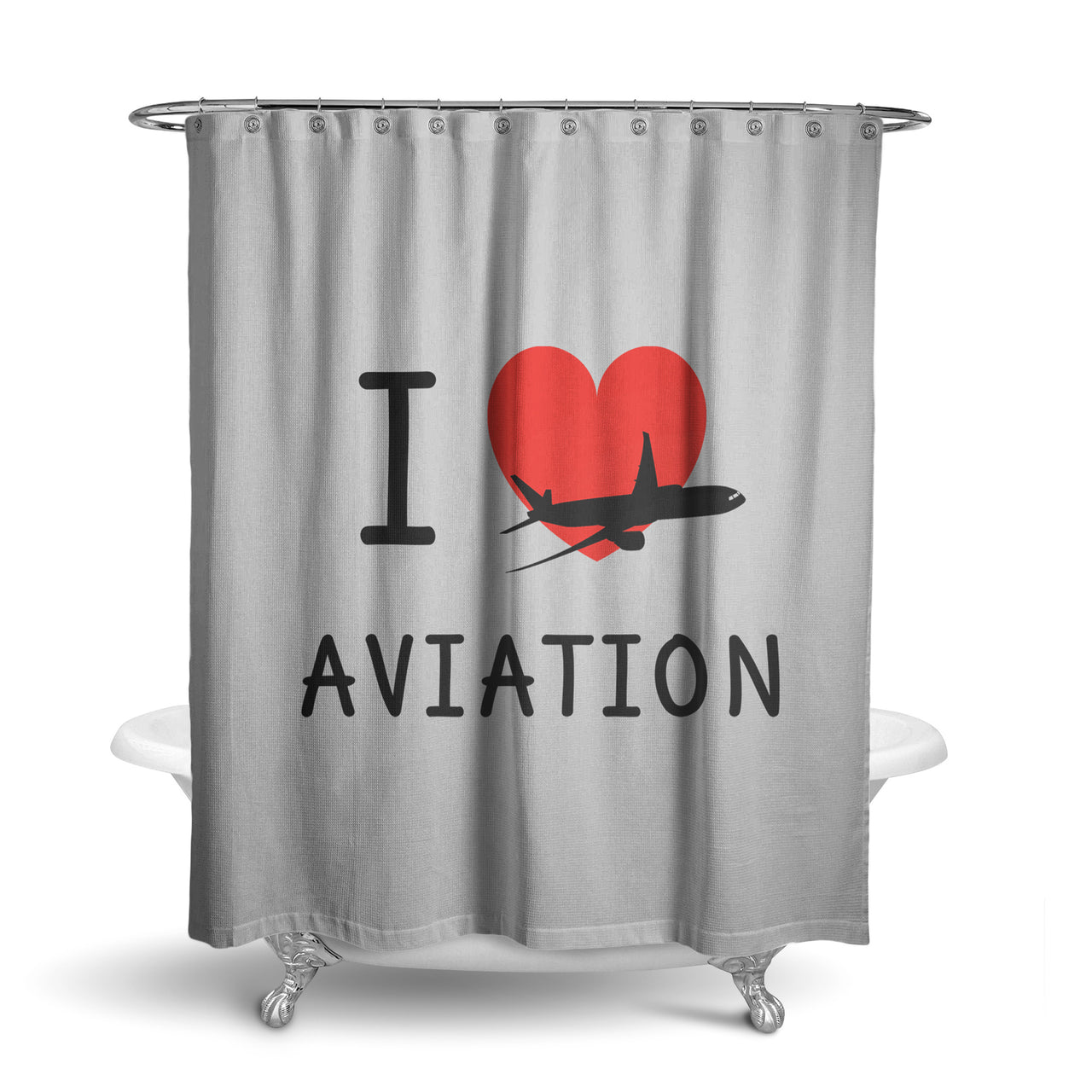 I Love Aviation Designed Shower Curtains