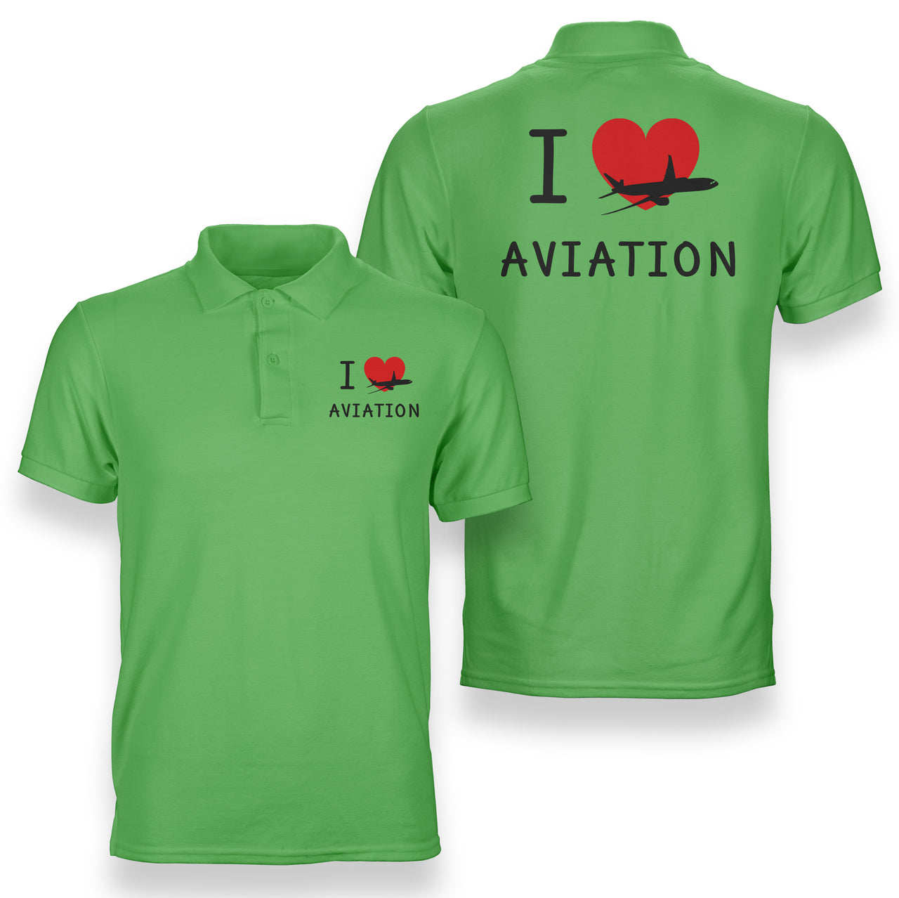 I Love Aviation Designed Double Side Polo T-Shirts