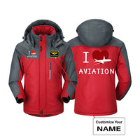 Thumbnail for I Love Aviation Designed Thick Winter Jackets