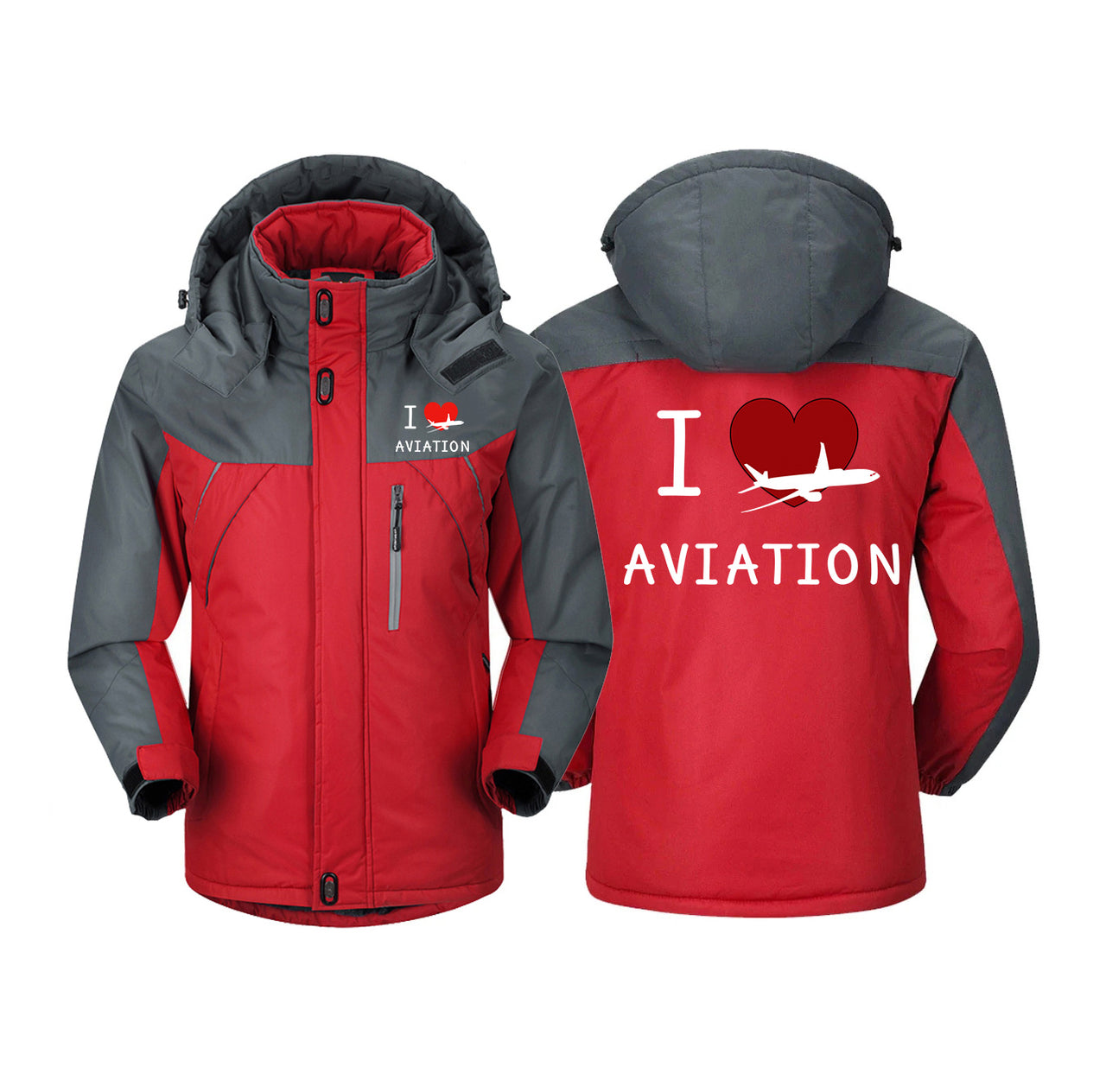 I Love Aviation Designed Thick Winter Jackets
