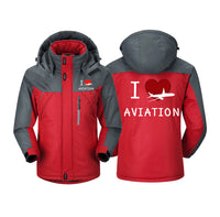 Thumbnail for I Love Aviation Designed Thick Winter Jackets
