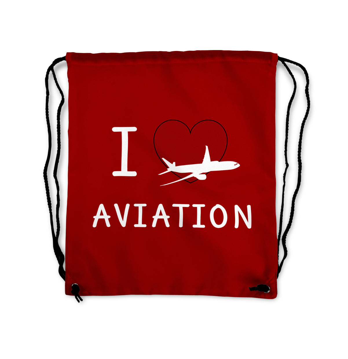 I Love Aviation Designed Drawstring Bags
