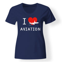 Thumbnail for I Love Aviation Designed V-Neck T-Shirts