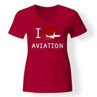 Thumbnail for I Love Aviation Designed V-Neck T-Shirts