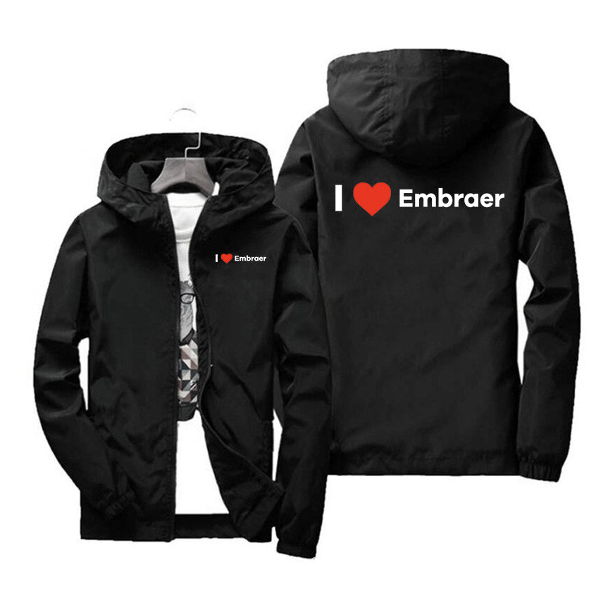 I Love Embraer Designed Windbreaker Jackets