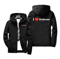 Thumbnail for I Love Embraer Designed Windbreaker Jackets