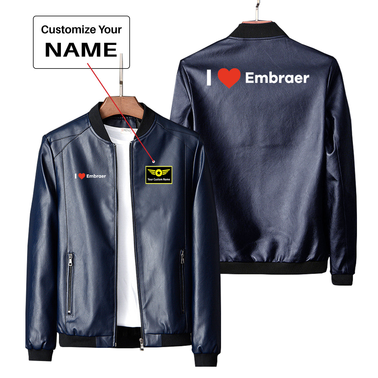 I Love Embraer Designed PU Leather Jackets