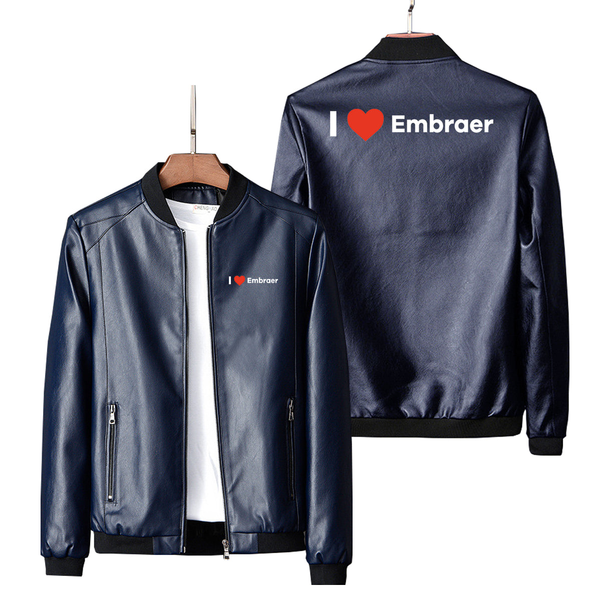 I Love Embraer Designed PU Leather Jackets