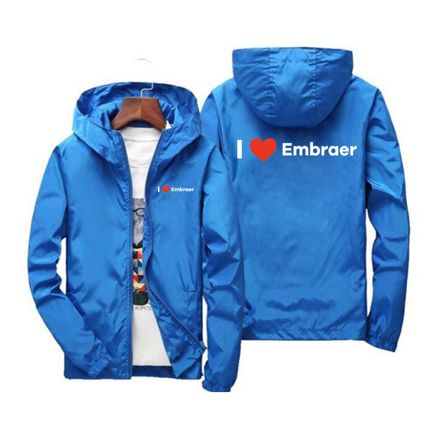 I Love Embraer Designed Windbreaker Jackets