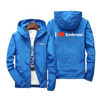 Thumbnail for I Love Embraer Designed Windbreaker Jackets