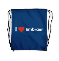 Thumbnail for I Love Embraer Designed Drawstring Bags