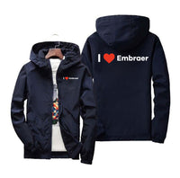 Thumbnail for I Love Embraer Designed Windbreaker Jackets
