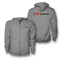 Thumbnail for I Love Embraer Designed Zipped Hoodies