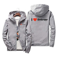 Thumbnail for I Love Embraer Designed Windbreaker Jackets