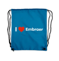 Thumbnail for I Love Embraer Designed Drawstring Bags
