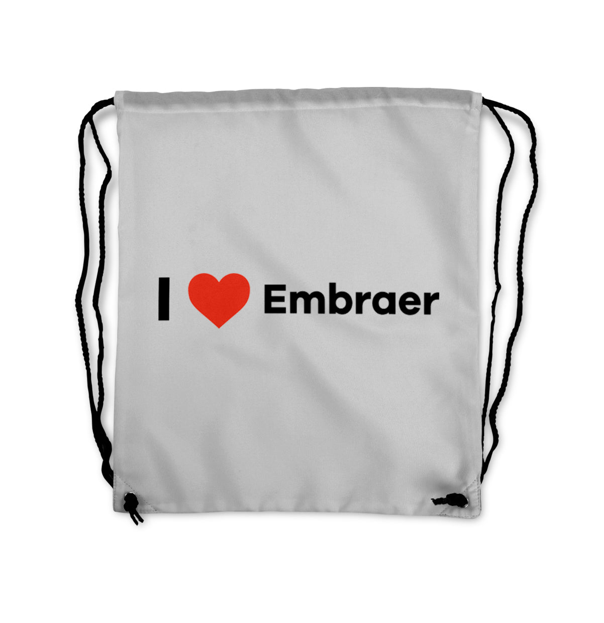 I Love Embraer Designed Drawstring Bags