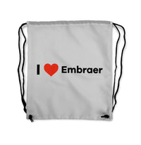Thumbnail for I Love Embraer Designed Drawstring Bags